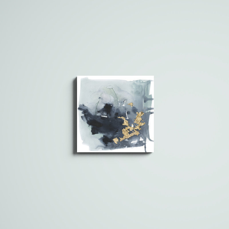 «Cerulean and Gold I», peinture sur toile tendue, H 20 po x l 20 po