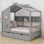 Lit maison avec tiroirs, tablette de rangement-1865102780