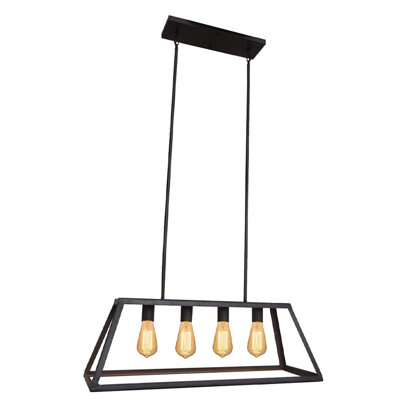 Luminaire suspendu linéaire à 4 lumières pour îlot de cuisine Chastain, Bronze huilé