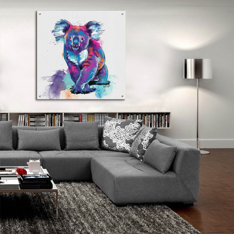 Art mural en verre Millwood Pines «Rainbow Koala» par Dawg Painter, H 36 po x l 36 po x P 0,2 po
