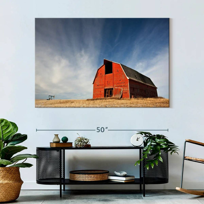 Lilie, vieille grange rouge en Alberta, H 34 po x l 51 po
