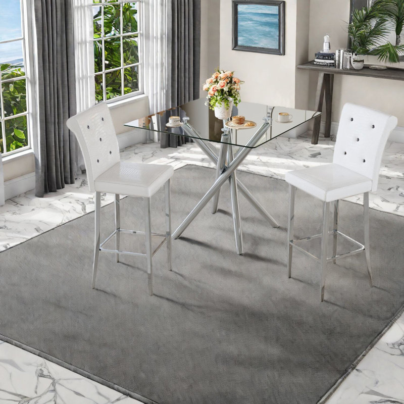 Ensembles de table de salle à manger modernes et peu encombrants en métal et cuir PU, idéal pour le bar et la cuisine