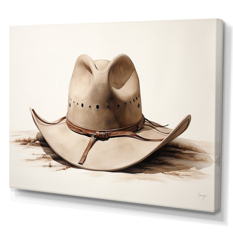 «Maleaha Cowboy Hat Minimalisme Style VI», reproduction sur toile, H 24 po x l 32 po, Toile tendue