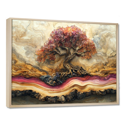 Pink Golden Marble Infinite Tree Of Life I - Tree Of Life Wall Art