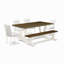 L'ensemble de salle à manger 6 pièces se compose d'une table de salle à manger jacobine vieillie, d'un banc en bois et de 4 chaises Parson en similicuir blanc à dossier haut - Lin brossé blanc.-645618459-645618458