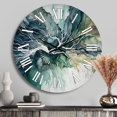 Horloge murale verte et bleue marbrée Dreamscape II
