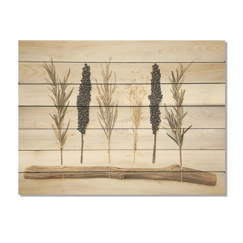 Vintage Botanica Herbs III - Herbes florales sur bois, H 30 po x l 40 po