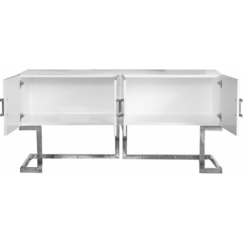 Beth 64" Wide Sideboard, Chrome/White