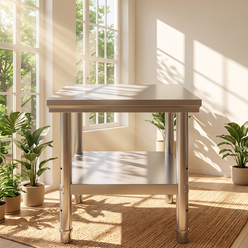 Table de préparation pour cuisine commerciale à 2 niveaux en acier inoxydable SUS201 de l 38,78 po x P 26,97 po VEVOR