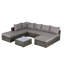 Ensemble de canapé modulaire d'extérieur 8 pièces avec coussins lavables et table basse en verre, meubles en osier durable pour le jardin et la cour-1301074604