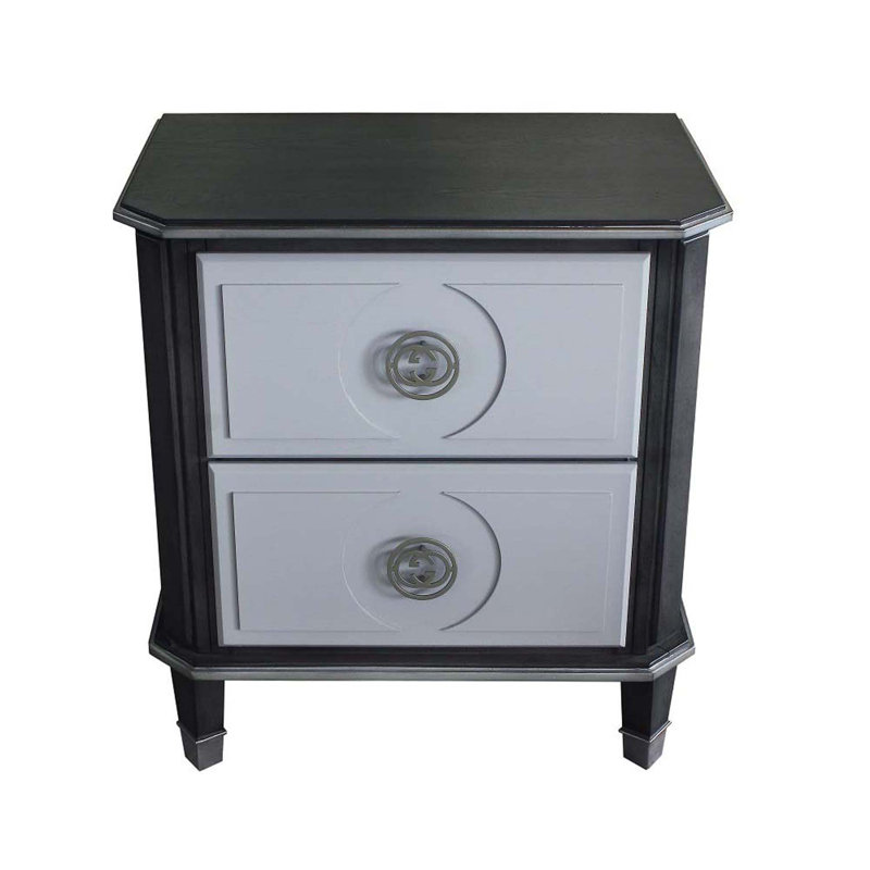 Table de chevet House Beatrice, gris anthracite et finition gris clair