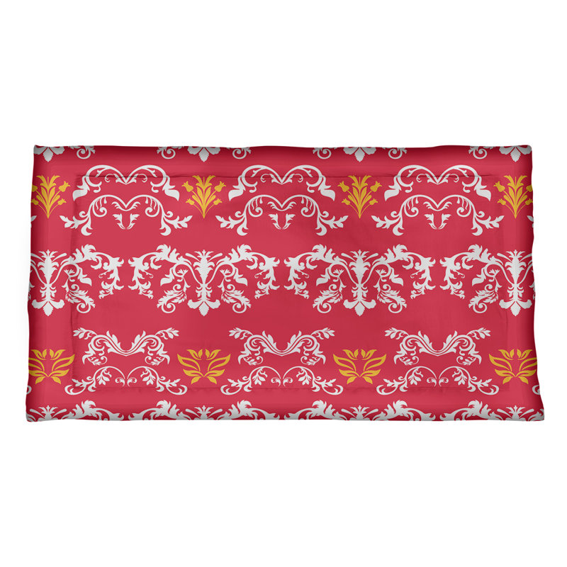 Football Baroque Pattern Pillow Sham, Standard, Microfiber, Red/White/Yellow
