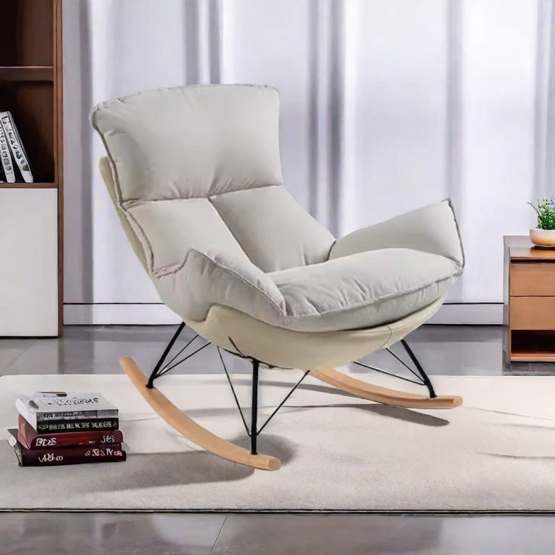 Chaise berçante confortable en coquille d'œuf, Blanc/Crème