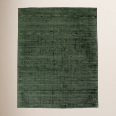 Upstate Green Hand-Knotted Geometric Rug