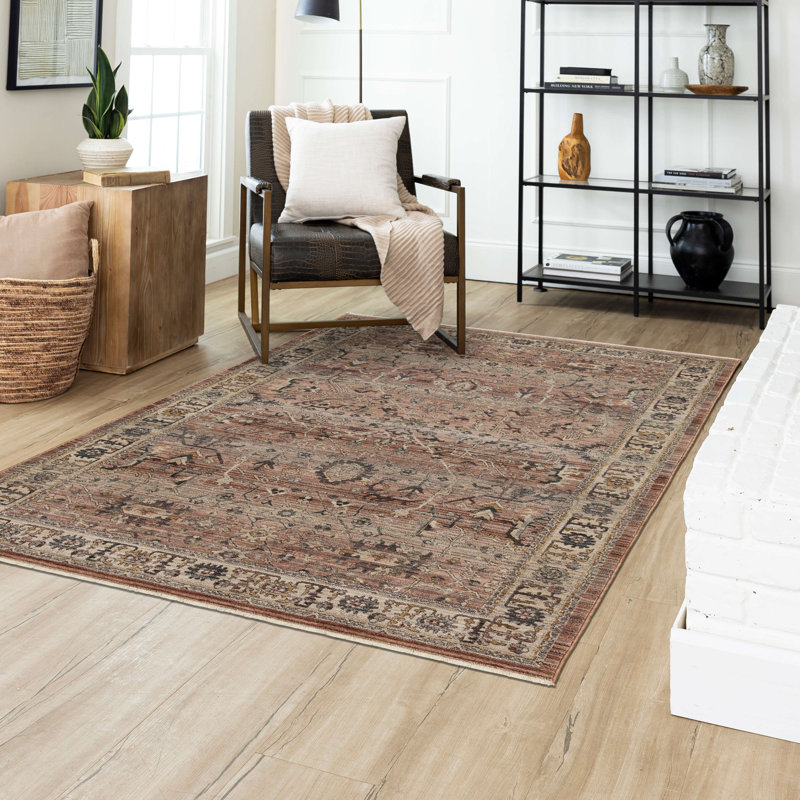 Lee Polyester Ornamental Woven Vintage Area Rug, Rectangle 7'10" x 10'