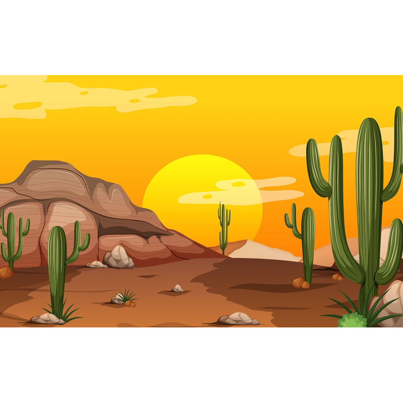 Murale pelez et collez de qualité supérieure - Coucher de soleil dans le désert, L 144 po x l 210 po