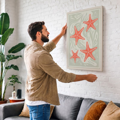 Scattered Starfish Coastal - Wrapped Canvas