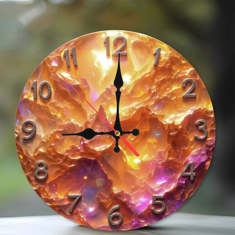 Horloge avec paysage de cristal brillant