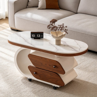 Table basse mobile avec rangement en ardoise