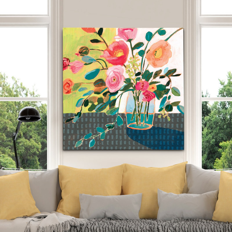 « excentrique bouquet ii », peinture, H 24 po x l 24 po x P 1,5 po, Toile tendue