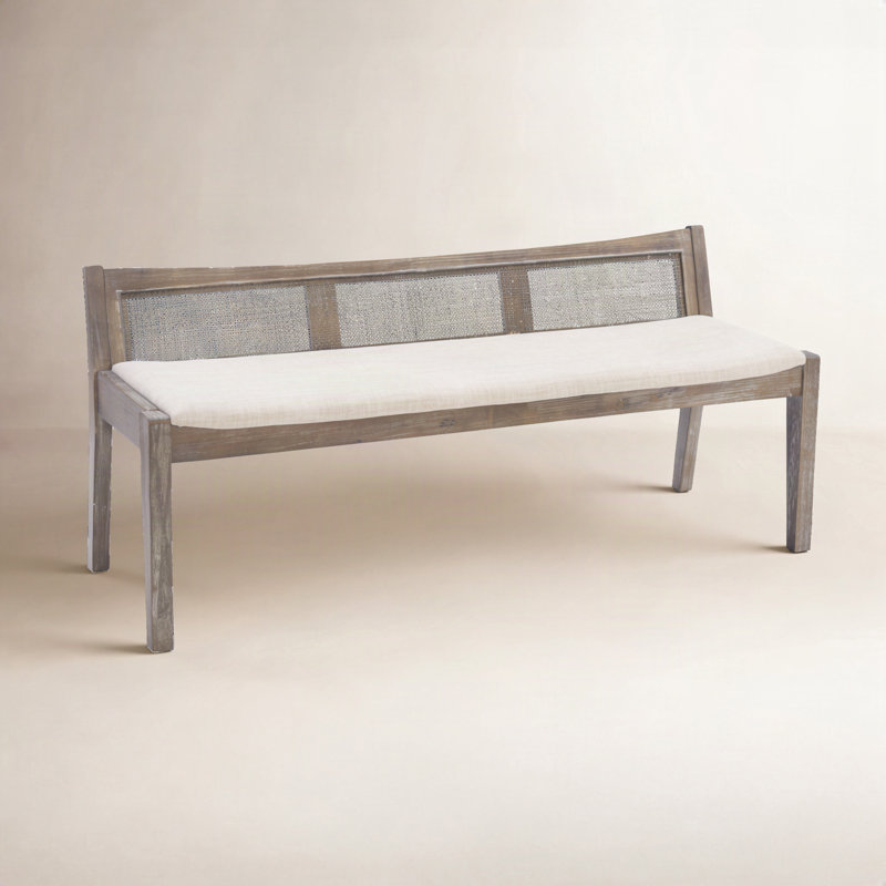 Donner Cane Back Cushioned Bench, Brown
