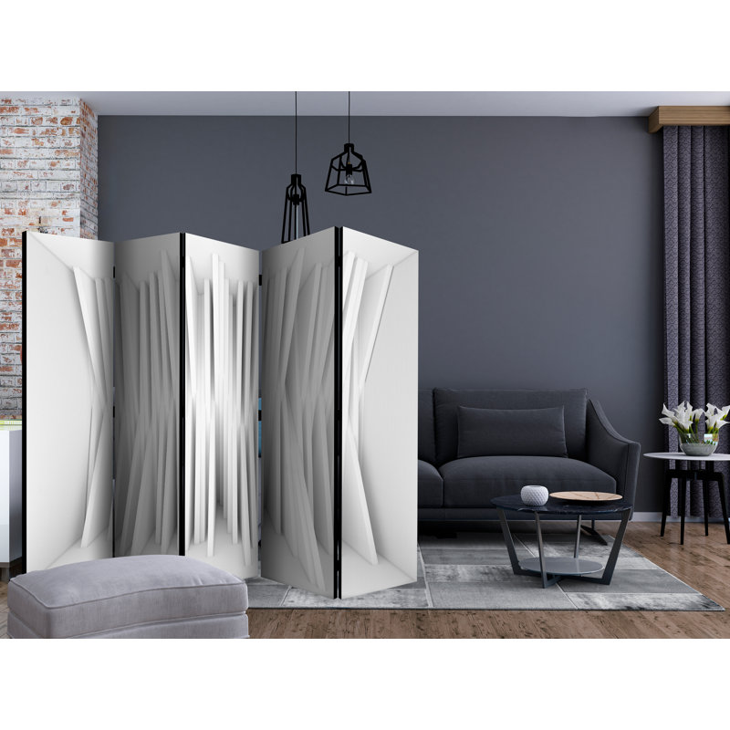 Rideau 225cm W x 172cm H 5 - Panel Solid Wood Folding Room Divider