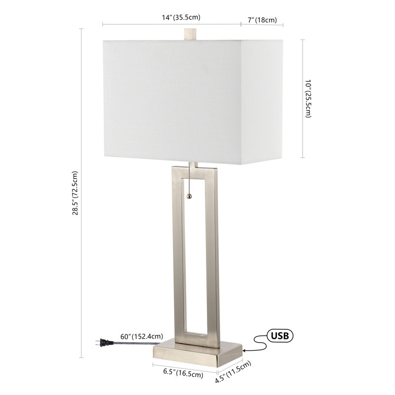 Ensemble de lampes de table en laiton doré 28,5 "avec USB Arthuree, Nickel