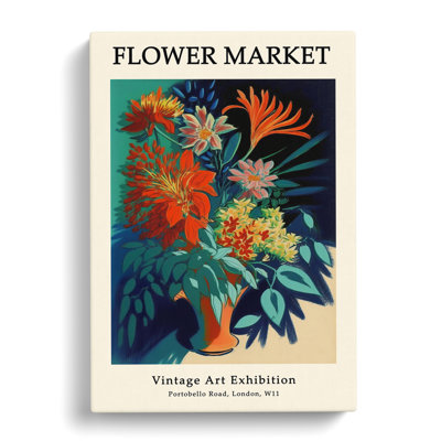 Flower Market Exhibition Vintage No.4 - Wrapped Canvas