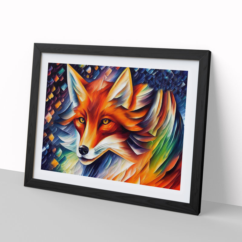 Fox - Framed Print, Black, 46cm H x 64cm W x 2cm D