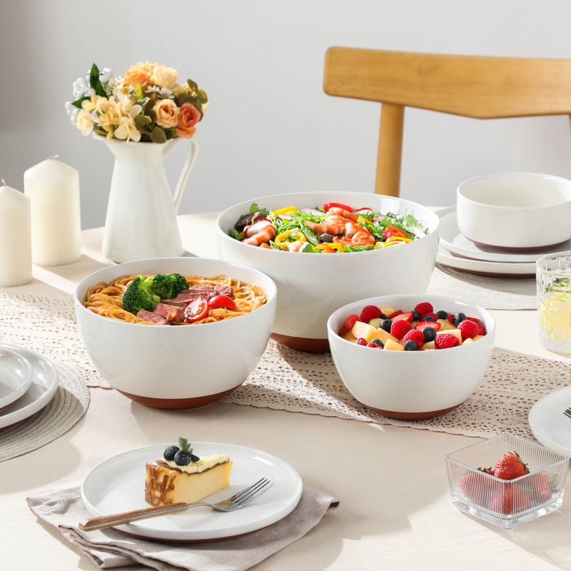 3-Piece Sesame Glaze Stoneware Mixing Bowl Set