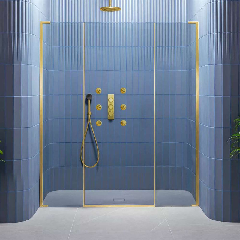 Versilia Color Changing LED Shower Set Dynamic Lighting and Luxurious Shower Experience, 2" H x 10" W, Gold
