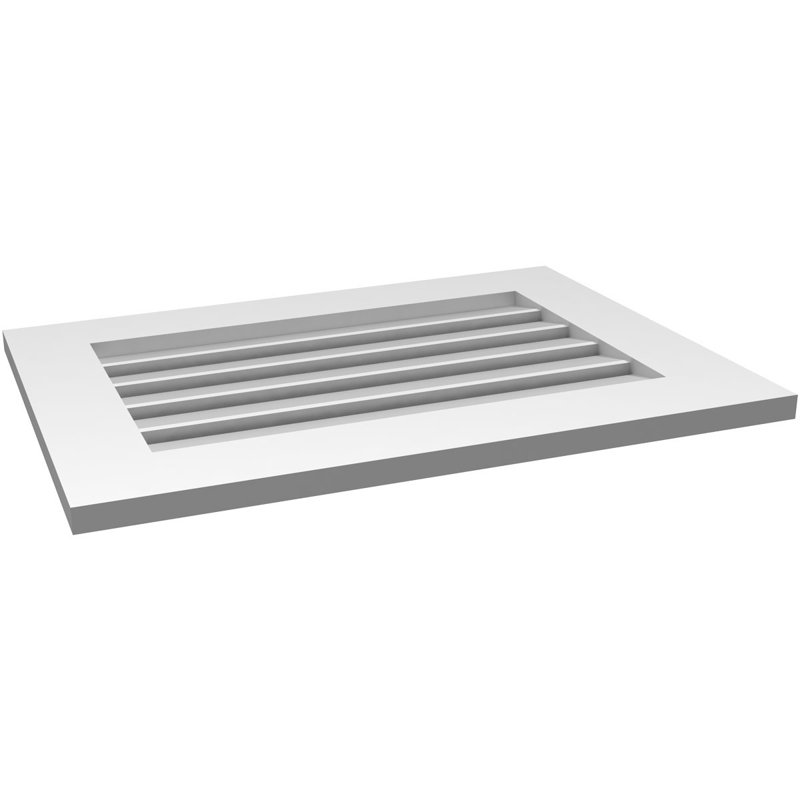 Évent à pignon fonctionnel en uréthane rectangulaire à fixation en surface, brun clair apprêté, H 20 po x l 28 po x P 1 po