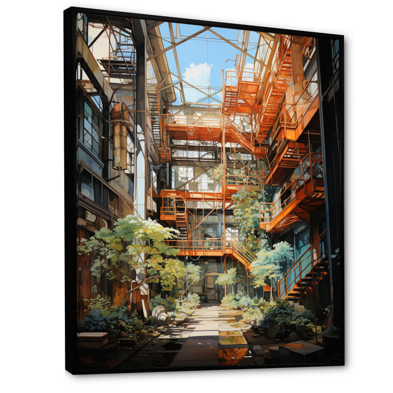 Gambrines Factories Industrial Harmony III, reproduction d'art sur toile, H 32 po x l 24 po x P 1 po, Cadre flottant noir