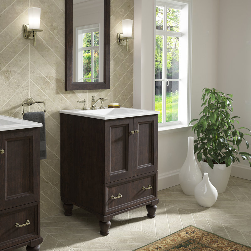 Damask® 24" Single Bathroom Vanity Base Only, Claret Suede