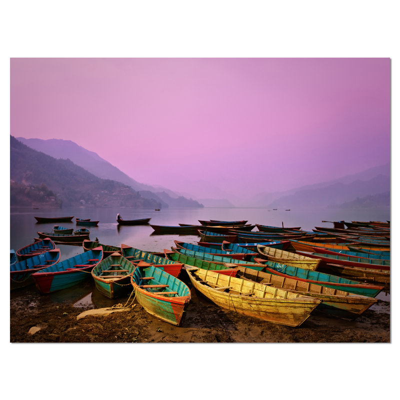 " Boats Under Twilight Sky ", 30" H x 40" W x 1.5" D, Wrapped Canvas