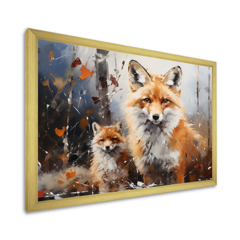 Animal Rusty Red Fox, reproduction d'art sur toile, Cadre doré simple, H 16 po x l 32 po x P 1 po