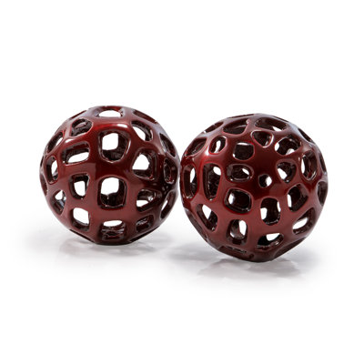 Coral Sphere/red Enamel - Box Of 2