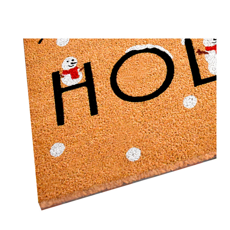 Natural Black and White Coir Happy Holidays Outdoor Christmas Door Mat, 17" W x 29" L