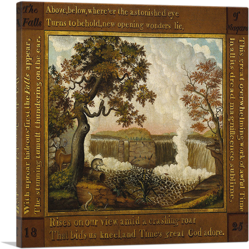 «The Falls of Niagara 1825» par Edward Hicks, reproduction d'art sur toile tendue, H 18 po x l 18 po x P 1,5 po