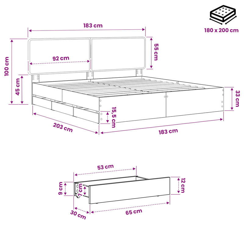 Bed Frame, Super King (6')