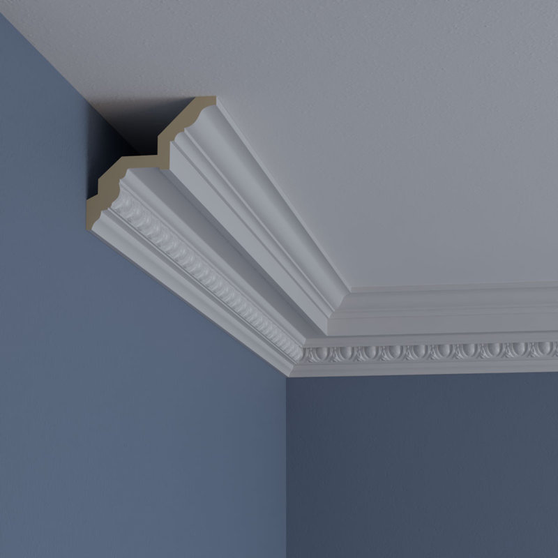 Primed Architectural Egg and Dart Crown Moulding 7.88 Feet