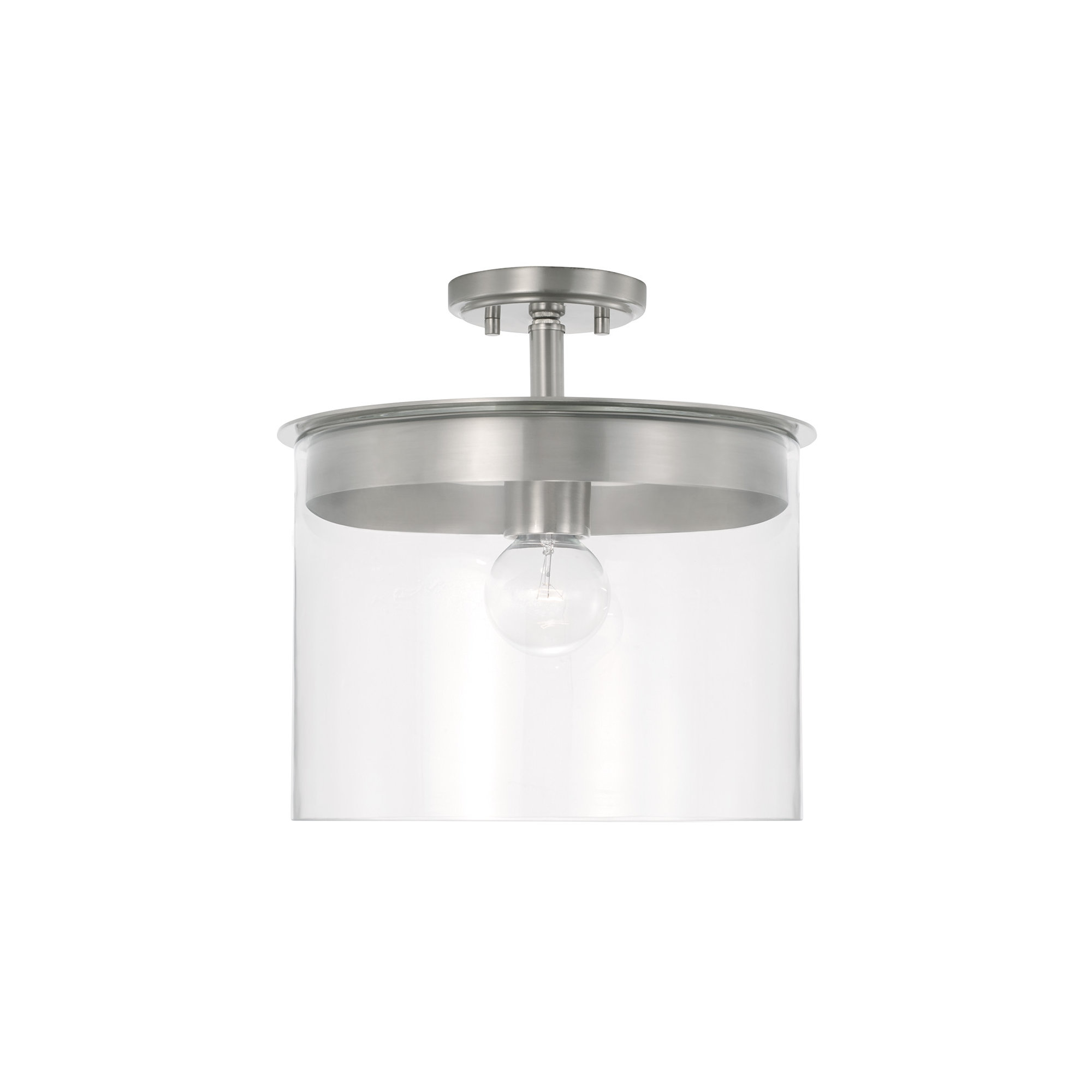Elstone Single Light Glass Dimmable Pendant, Brushed Nickel