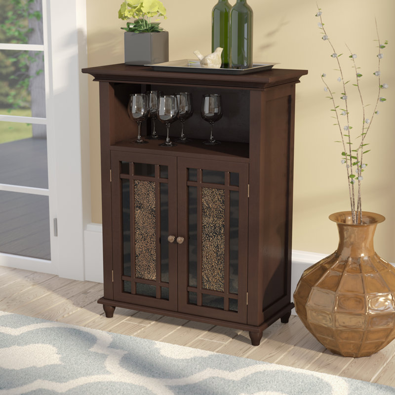 Caleb Freestanding Accent Cabinet with Mosaic Storage Doors, Dark Espresso