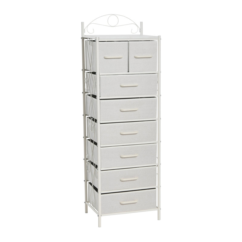 8 Drawer Tower Metal, White