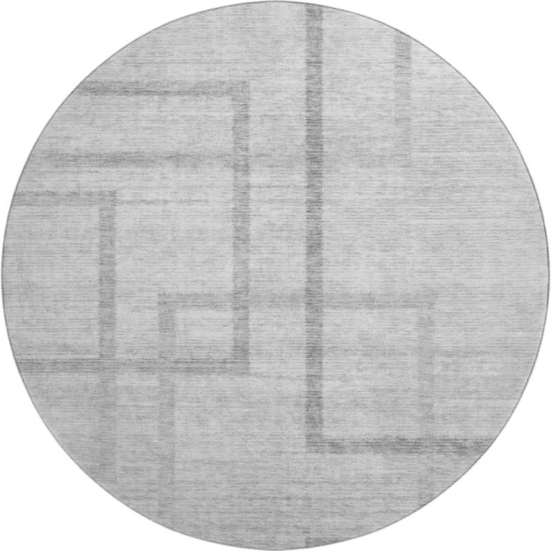 Premium Machine Washable Prisco Gray Rug, Round 8'