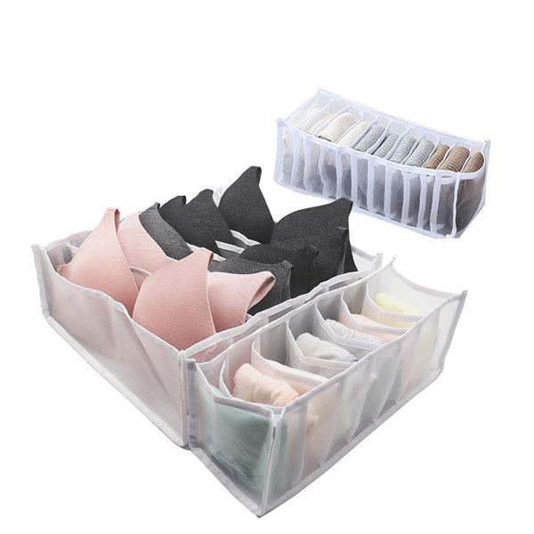 Rebrilliant Foldable Storage Box For Bras, Underwear, Socks, Neck Ties,  Scarves 3 Set (White) & Reviews
