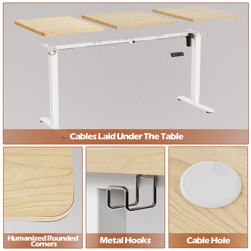 Electric Standing Desk Height Adjustable Desk Sit Stand Desk With Time Reminder Stand up Desk 3 Memory Setting Electric Desk