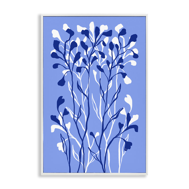  Art de la giclée bleue encadrée par Martina Pavlova, H 24 po x l 16 po, Giclée encadrée blanc bord de mer