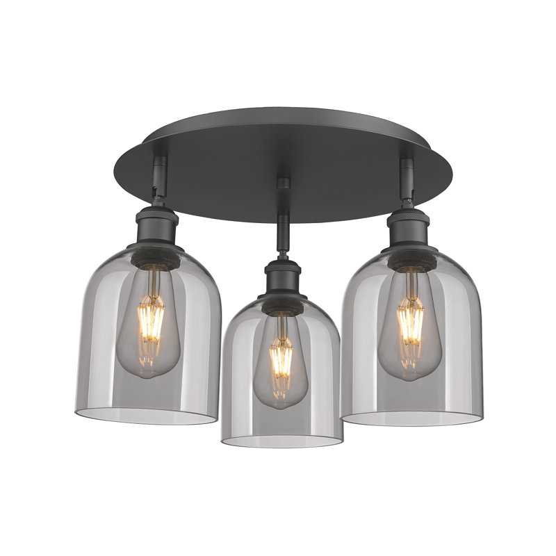 Odaniel Glass Semi Flush Mount, Light Smoke, Matte Black