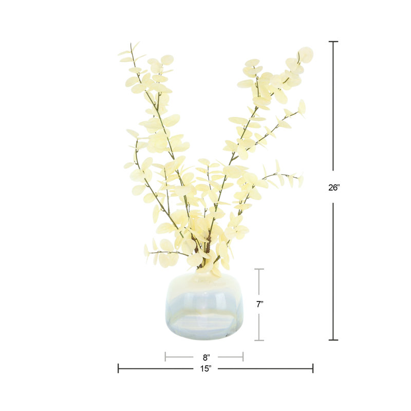 Blanched Eucalyptus Arrangement in Marbled Ceramic Vase
